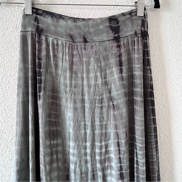 HODGES Women Tie Dye Maxi Skirt Large Olive Green Modal Blend Boho Hippie Fest - Picture 5 of 11